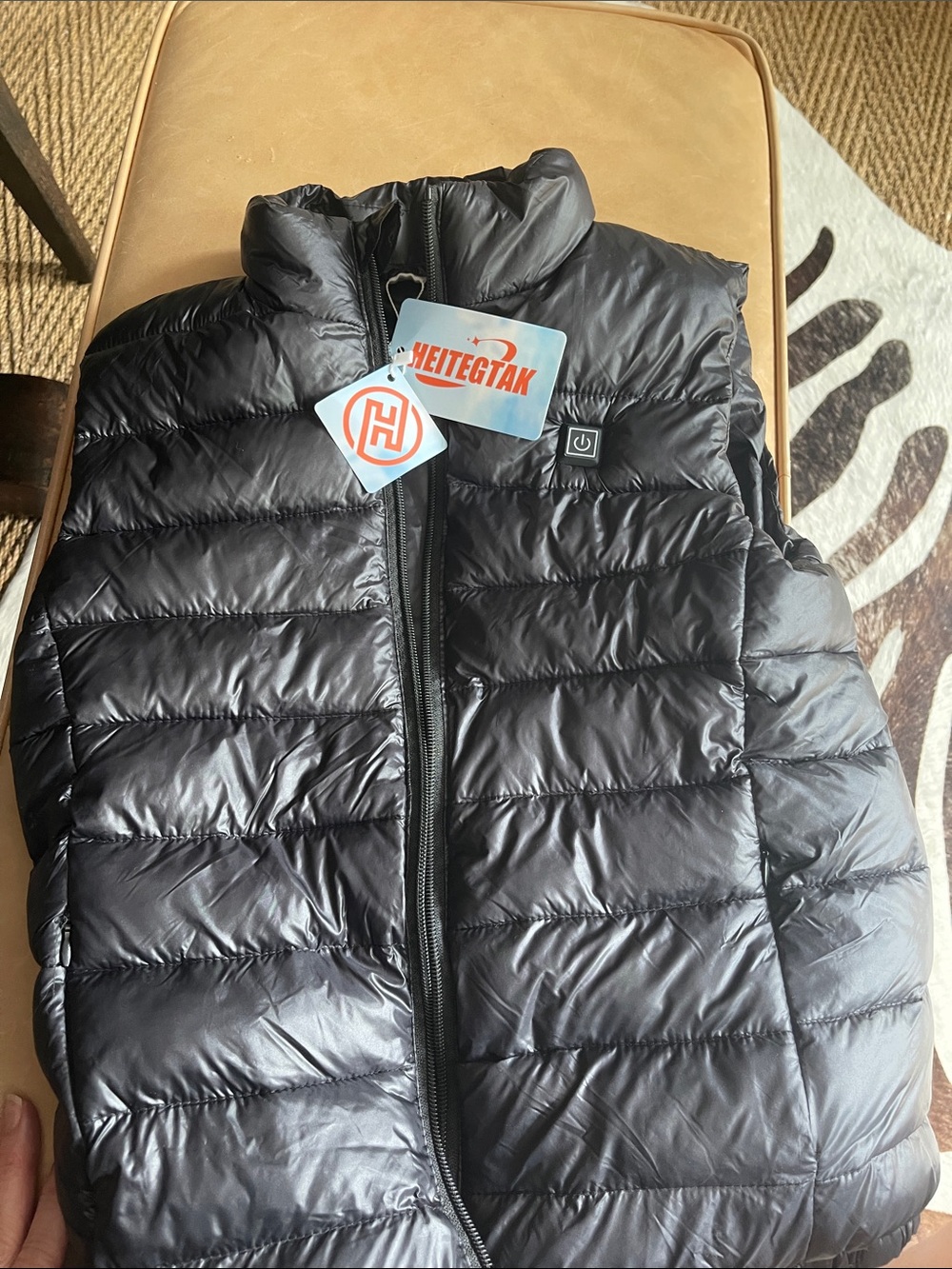 Heitechak Quilted Heated Puffer Vest in Black